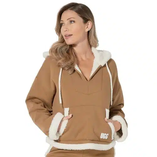 UGG Women's Sharonn Bonded Fleece Pullover Sweater, Chestnut, XL