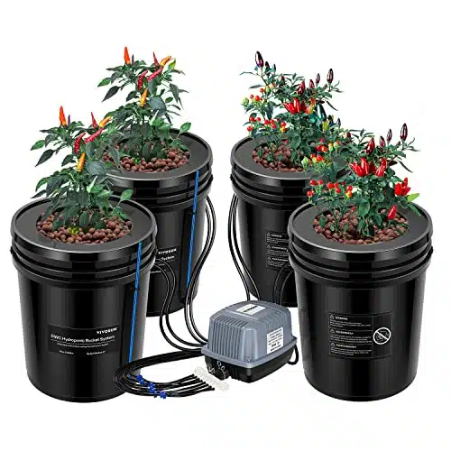 VIVOSUN DWC Hydroponics Grow System with Top Drip Kit, Gallon Deep Water Culture, Recirculating Drip Garden System with Multi Purpose Air Hose, Air Pump, and Air Stone (Bucket