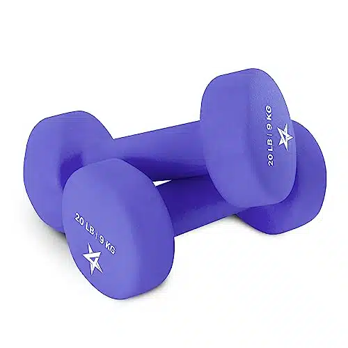 YesAll lbs Pair Non Slip, Hexagon Neoprene Dumbbells Hand Weights Set for Muscle Toning, Strength Building, Weight Loss (Medium Dark Blue   Pair)