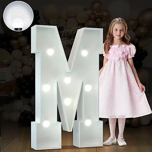imprsv FT Marquee Light Up Letters, Cool White Light Up Letters M, Large Marquee Letters for Party Decorations, Marry Me Light Up Letters, Marquee Letters for Decor, Birthday 