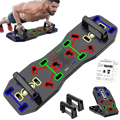 AERLANG Push Up Board, Foldable in Push Up Bar with Resistance Bands,Portable Multi Function Push up Handles for Floor,Professional Push Up Strength Training Equipment