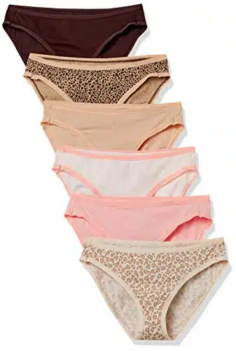 Amazon Essentials Women's Cotton Bikini Brief Underwear (Available in Plus Size), Pack of , MulticolorAnimal PrintLeopardStripe, Small