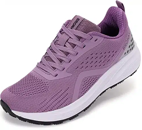 BRONAX Wide Toe Box Tennis Shoes for Women Lightweight Breathable w Gym Comfortable Running Walking Female Sneakers Mesh Fitness Purple
