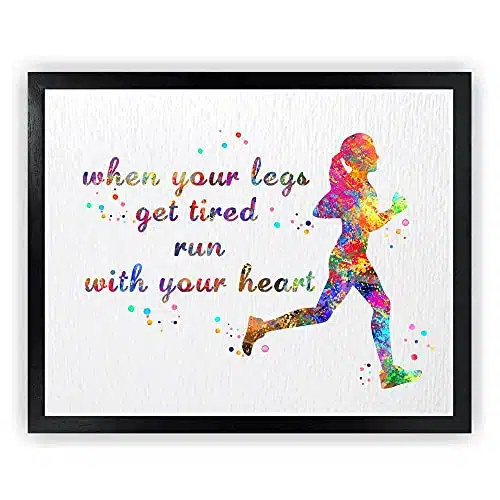 Dignovel Studios XUnframed Runner Woman Watercolor Art Print Running Inspirational Quotes Wall Art Poster Marathon Home Decor Sport Wall Hanging N