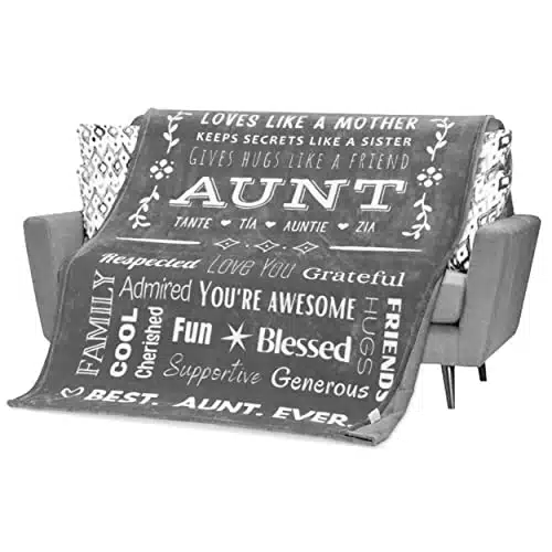 FILO ESTILO Best Aunt Ever Gifts, Aunt Blanket, Aunt Gifts for Valentines Day from Niece or Nephew, Soft Throw Blanket Filled with Words of Appreciation, Aunt Birthday Gift xI