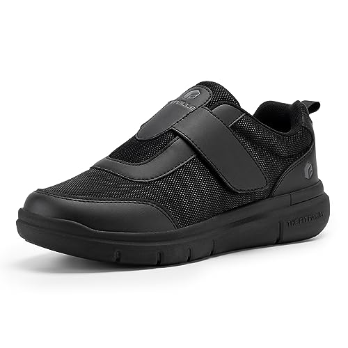 FitVille Diabetic Shoes for Men Extra Wide Width, Swollen Feet Shoes for Neuropathy Walking Shoes for Diabetics Pain Relief (Black, Extra Wide)