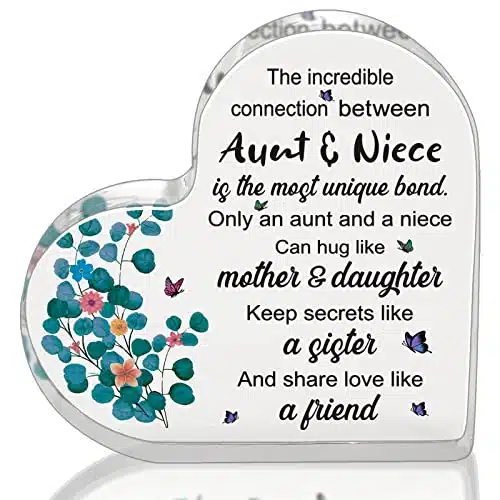 Great Aunt Gifts from Niece, Aunt Christmas Mother's Day, Aunt Birthday Gifts, Happy Birthday Aunt, Presents for Aunt from Niece Acrylic Heart Keepsake