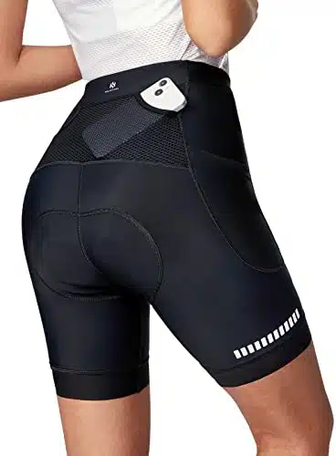 Heathyoga Womens D Padded Bike Shorts with Pockets Padding Cycling Shorts Women Bicycle Shorts Biker Biking Shorts Black
