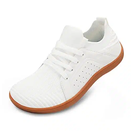 LeIsfIt Barefoot Shoes Women Wide Toe Walking Shoes Breathable Minimalist Shoes Zero Drop Sole White