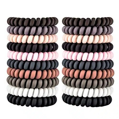 STYLE Pcs Spiral Hair Ties No Crease Hair Ties No Dammage Bulk Hair Ties Coil Matte Phone Cord Ponytail Holder Coil Scrunchies Plastic Hair Coils For Women Girls (MatteColor L