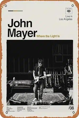 Vintage Tin Sign John Mayer Where the light is Album Poster Restaurants Coffee Shops Home or office Kitchen Club Dormitory x inches