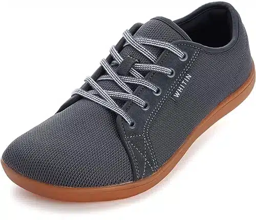 WHITIN Men's Extra Wide Width Casual Barefoot Sneakers Zero Drop Sole  Minimus Minimalist Tennis Shoes Fashion Walking Grey Gum
