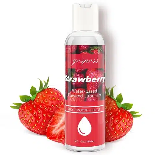 fl.oz. Strawberry Flavored Water Based Lubricant for Men Women, Sugar Free Natural Feel Personal Lube for Couples Massage, Long Lasting Gel Non Sticky Slippery Flavored Lube &