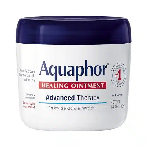 Aquaphor Healing Ointment, Advanced Therapy Skin Protectant, Dry Skin Body Moisturizer, Multi Purpose Healing Ointment, For Dry, Cracked Skin & Minor Cuts & Burns, Oz Jar