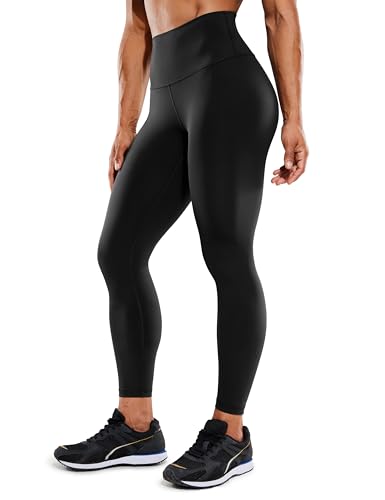 CRZ YOGA Women's Hugged Feeling Compression Leggings Inches   Thick High Waisted Tummy Control Workout Leggings Black Small