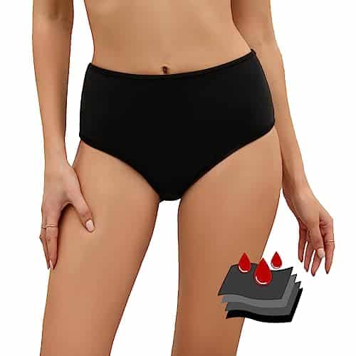 Leoparts Period Swimwear Leakproof Bikini Bottoms Black High Waisted Coverage Swimsuit Bottom for Girls Teens Women