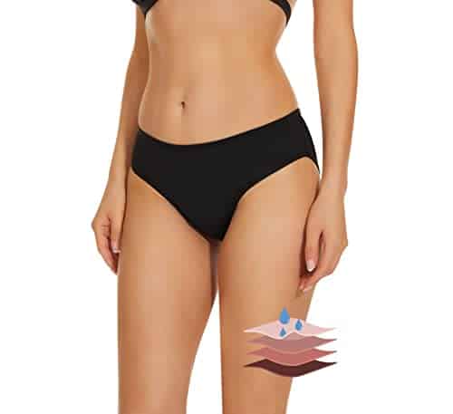 Leovqn Period Swimwear Bikini Menstrual Leakproof Swim Bottoms UPF + Waterproof Brief Light Flow for Women Girls Teens   New Black S