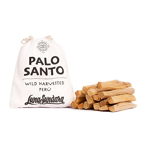 Luna Sundara Palo Santo Sticks from Peru Sustainably Wild Harvested Quality Hand Picked Grams Authentic Smudge Sticks Includes a Reusable Drawstring Bag.
