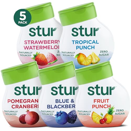 Stur Liquid Water Enhancer  Classic Variety Pack  Naturally Sweetened  High in Vitamin C & Antioxidants  Sugar Free  Zero Calories  Keto  Vegan  Bottles, Makes Drinks