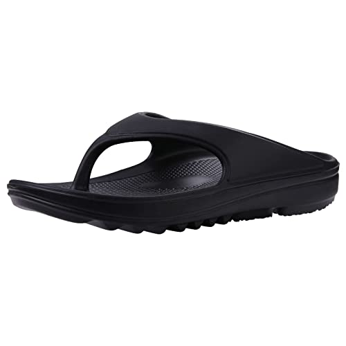 shevalues Orthopedic Sandals for Women Arch Support Recovery Flip Flops Pillow Soft Summer Beach Shoes, Black (omenen)